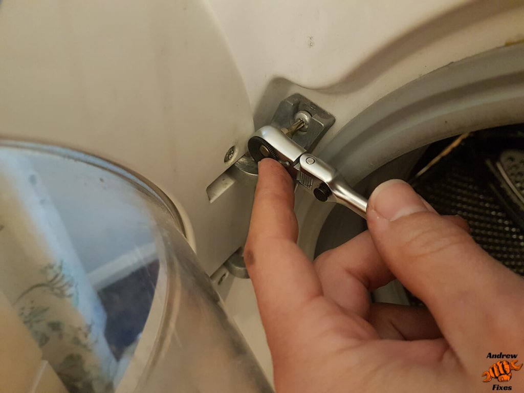 Picture showing Bosch washing machine door hinge screw